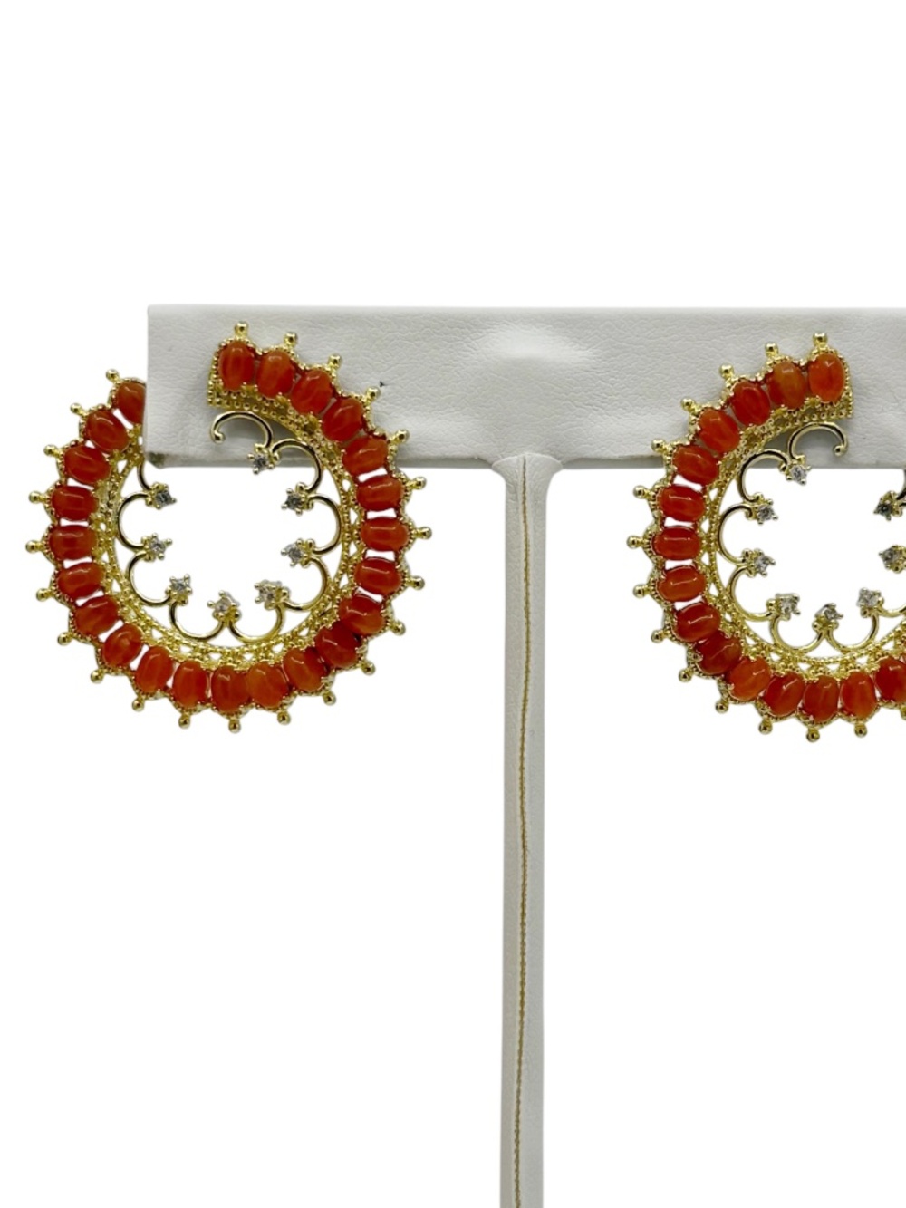 Doug Paulus DP sterling silver carnelian & cubic zirconia hoop earrings - GM627